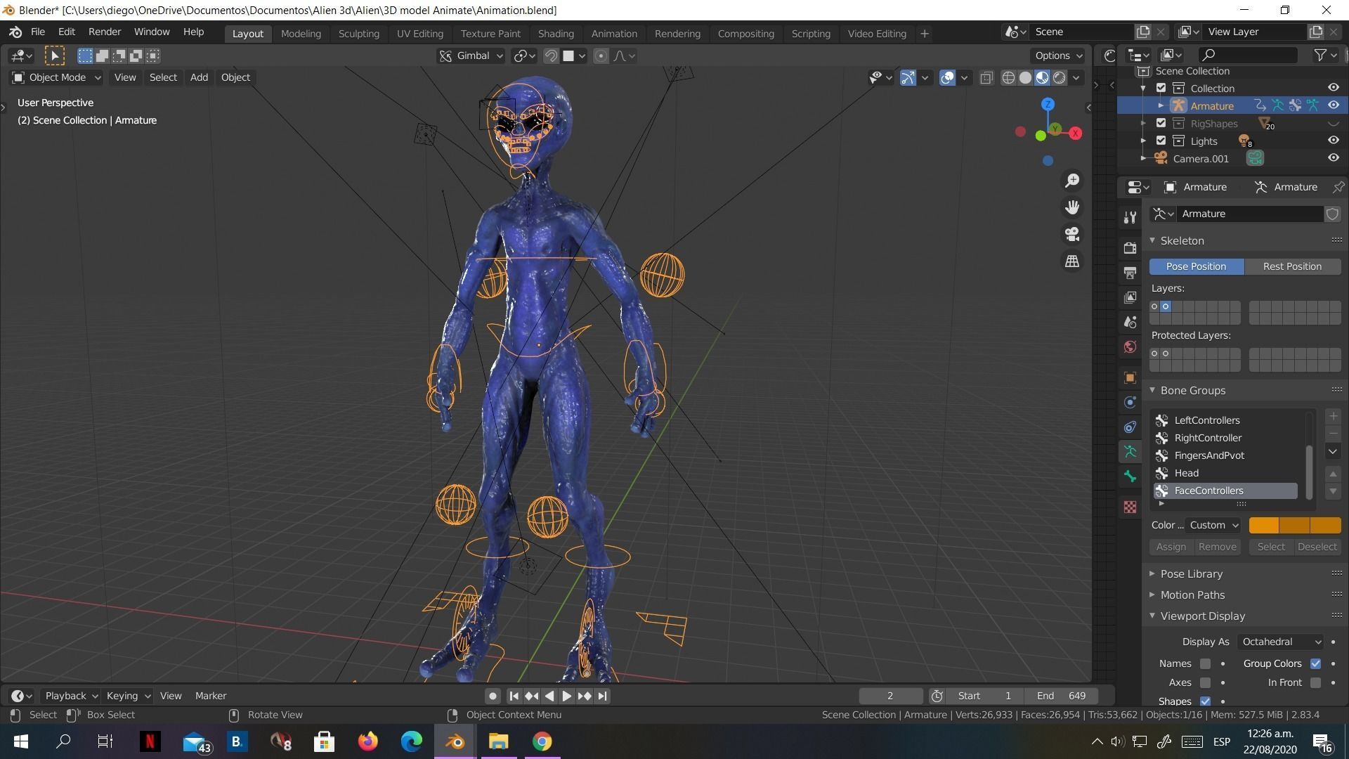 Alien Low-Poly 3D model animated Blender Low-poly 3D model_19
