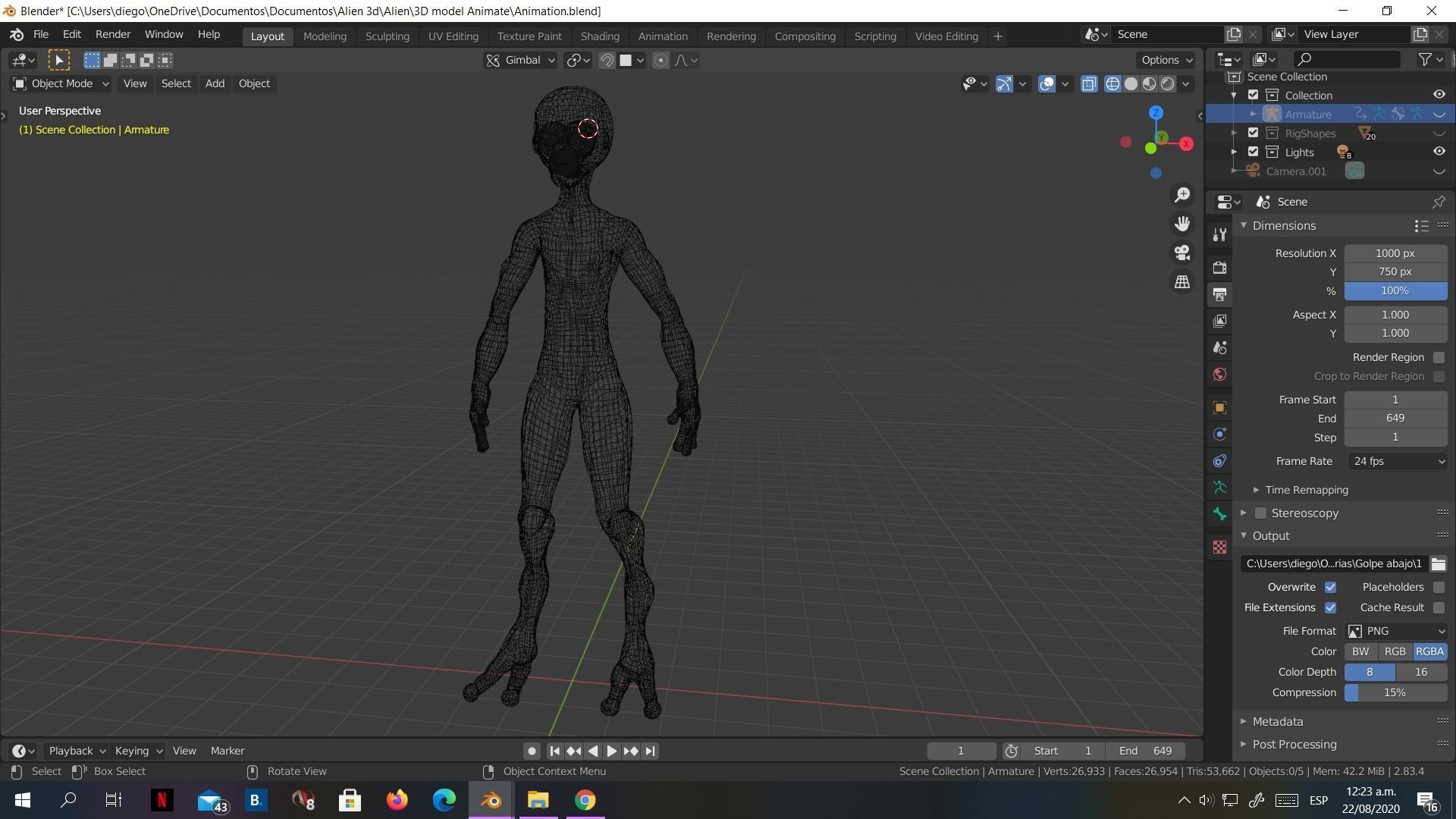 Alien Low-Poly 3D model animated Blender Low-poly 3D model_18