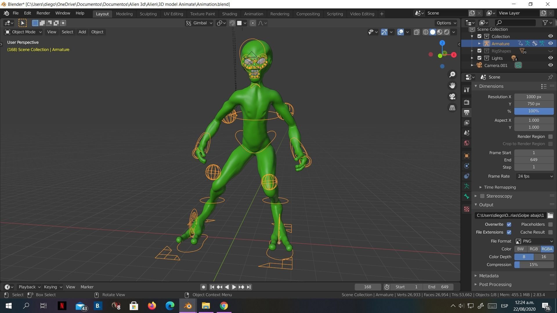 Alien Low-Poly 3D model animated Blender Low-poly 3D model_25