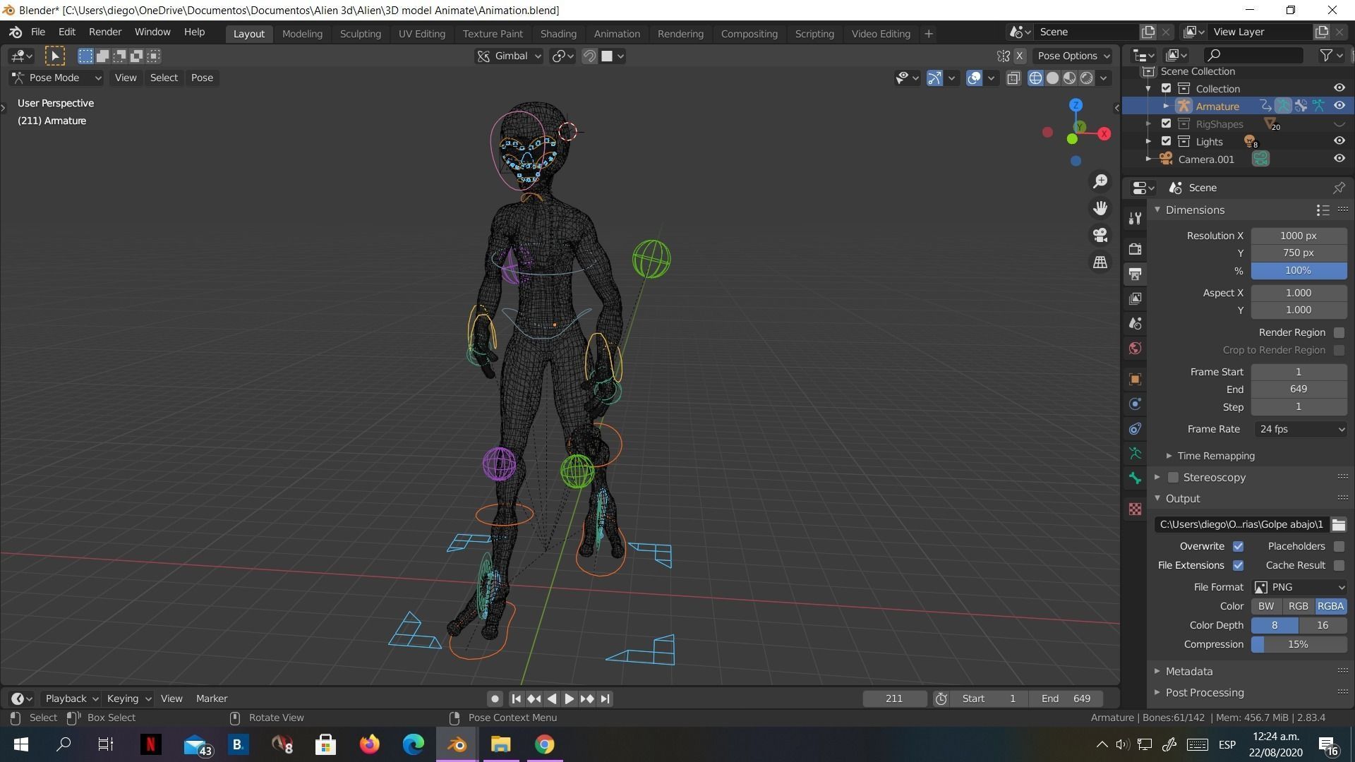 Alien Low-Poly 3D model animated Blender Low-poly 3D model_22