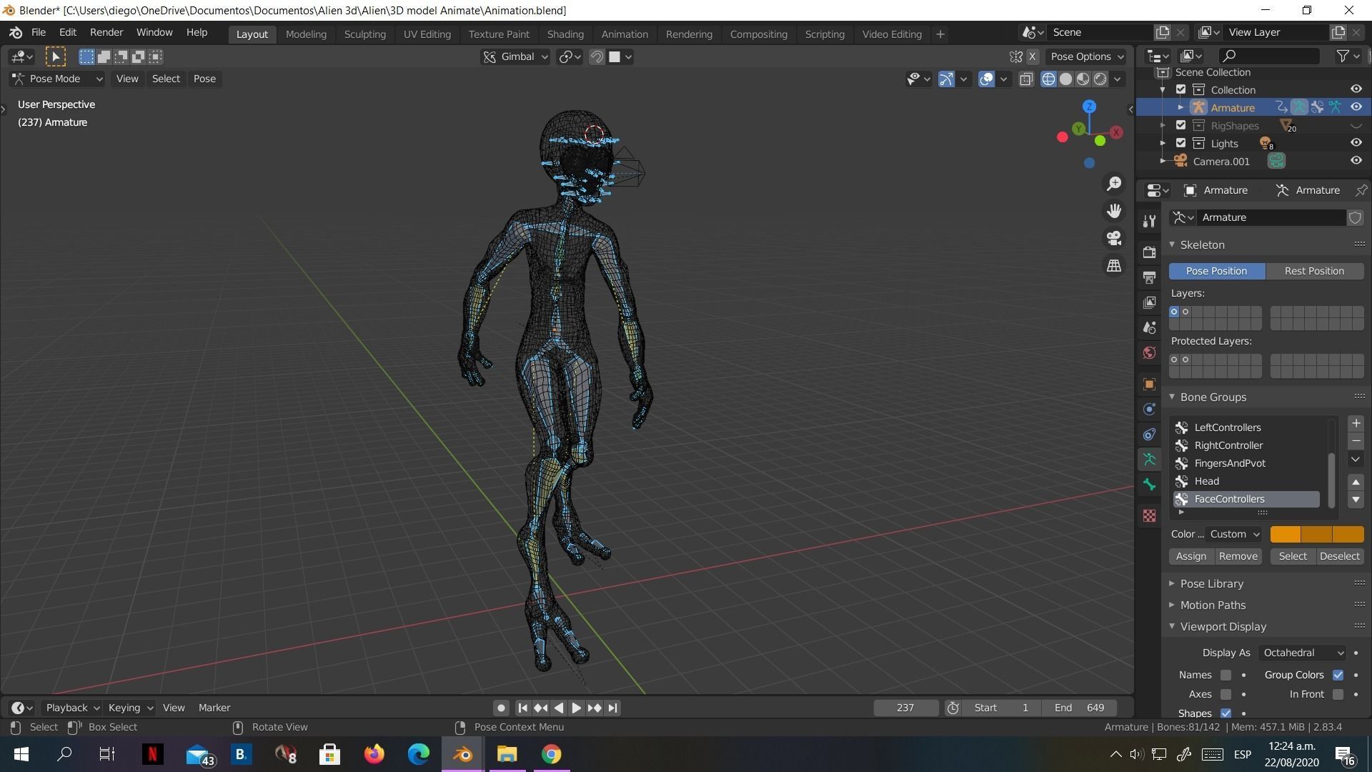 Alien Low-Poly 3D model animated Blender Low-poly 3D model_24