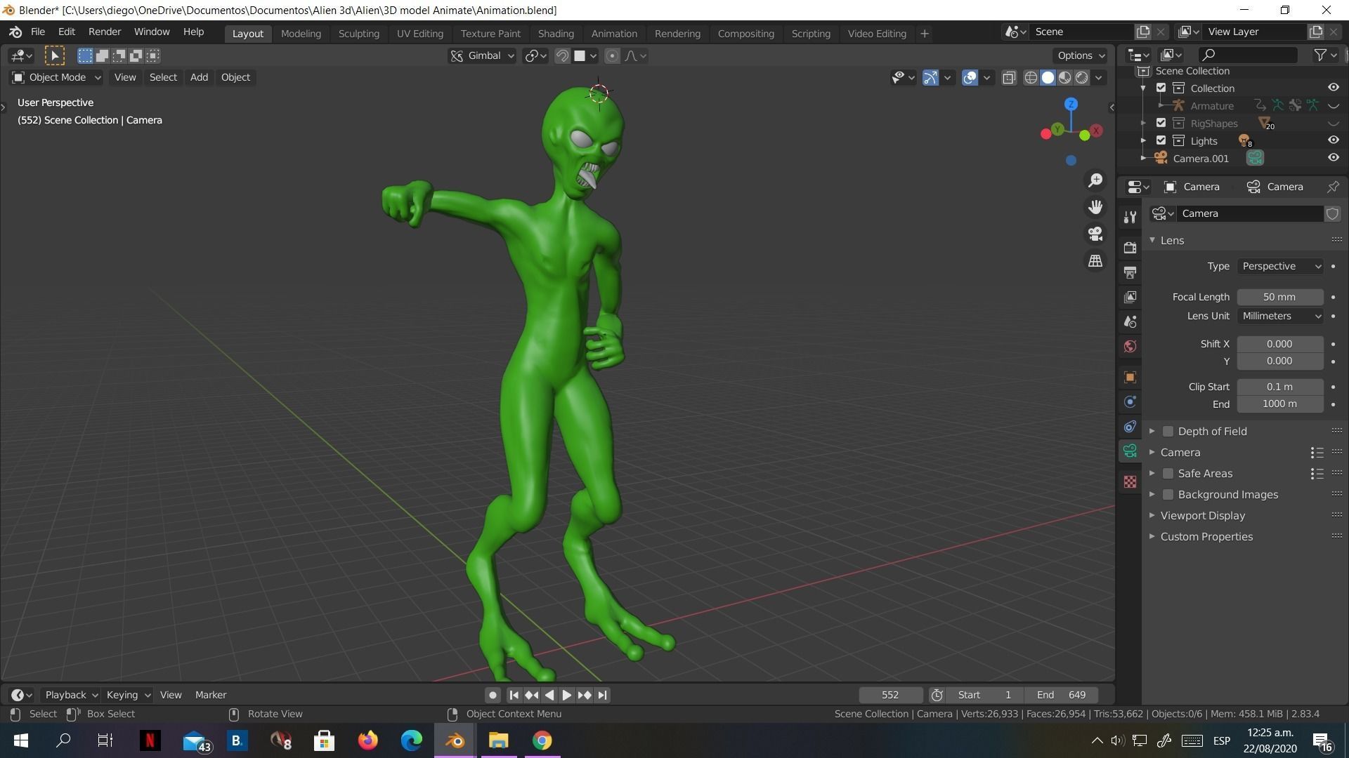 Alien Low-Poly 3D model animated Blender Low-poly 3D model_26