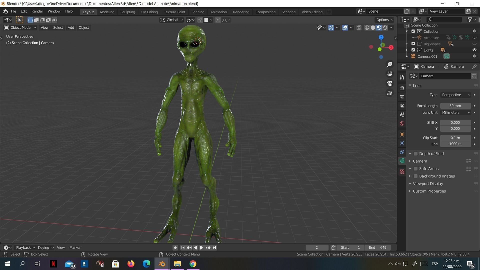 Alien Low-Poly 3D model animated Blender Low-poly 3D model_21