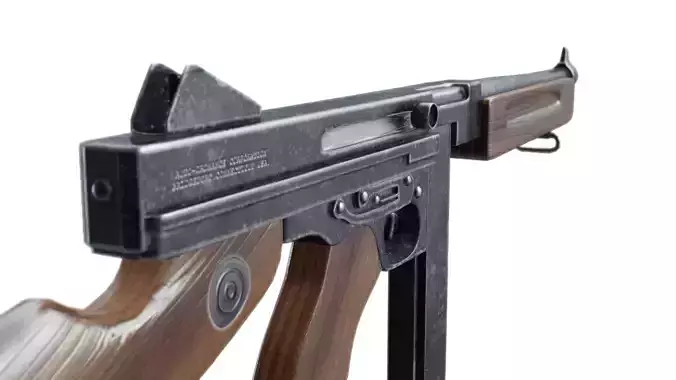 M1A1 Thompson Submachine gun Low-poly 3D model