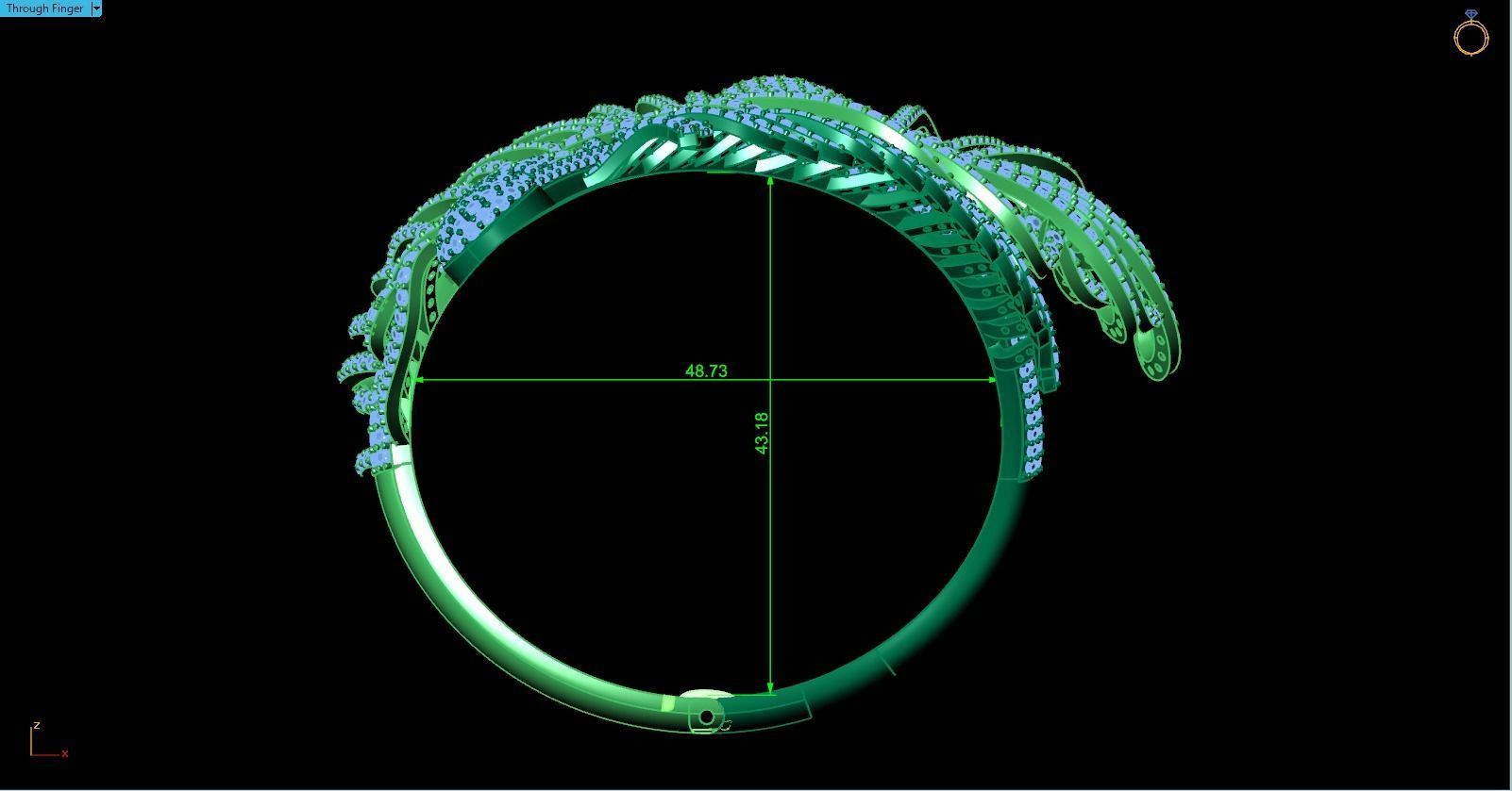 bracelet palm tree in shape of ring 3D print model_1