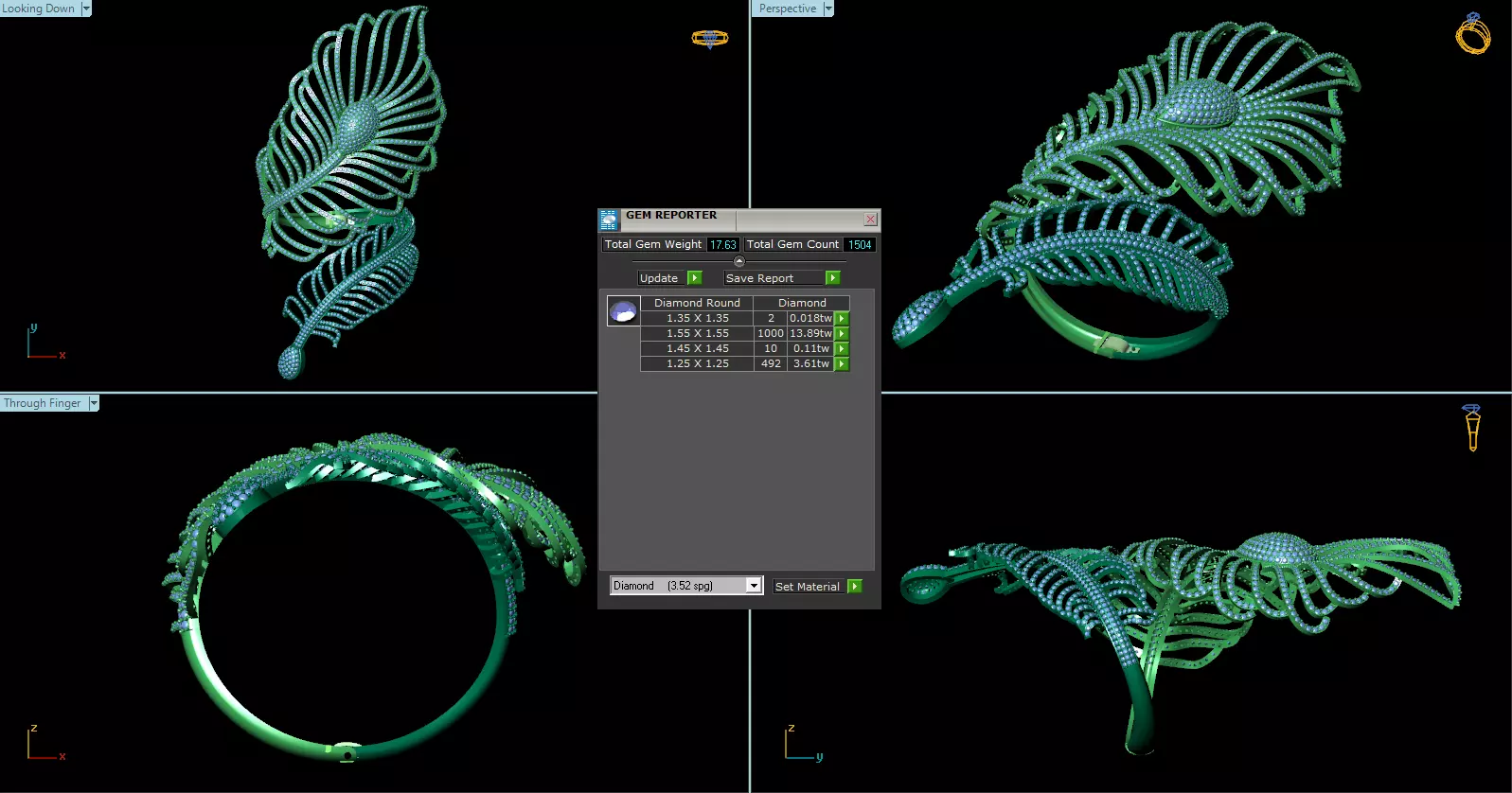 bracelet palm tree in shape of ring 3D print model_0