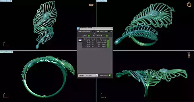 bracelet palm tree in shape of ring 3D print model