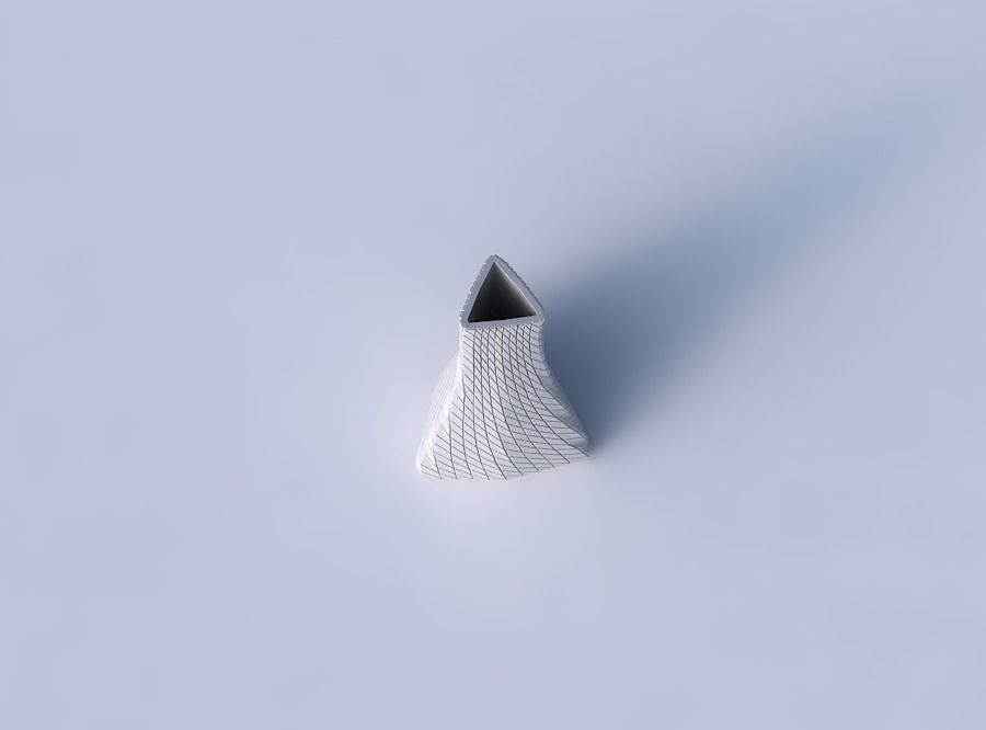 Vase grounded triangle with twisted diagonal grid plates 3D print model_2