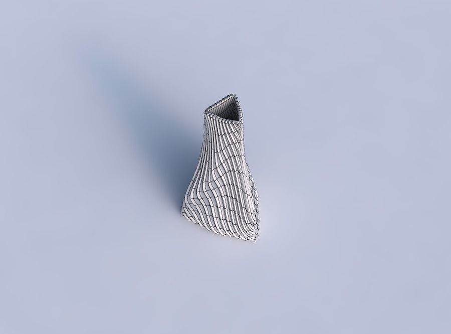 Vase grounded triangle with wavy extruded lines 3 3D print model_6