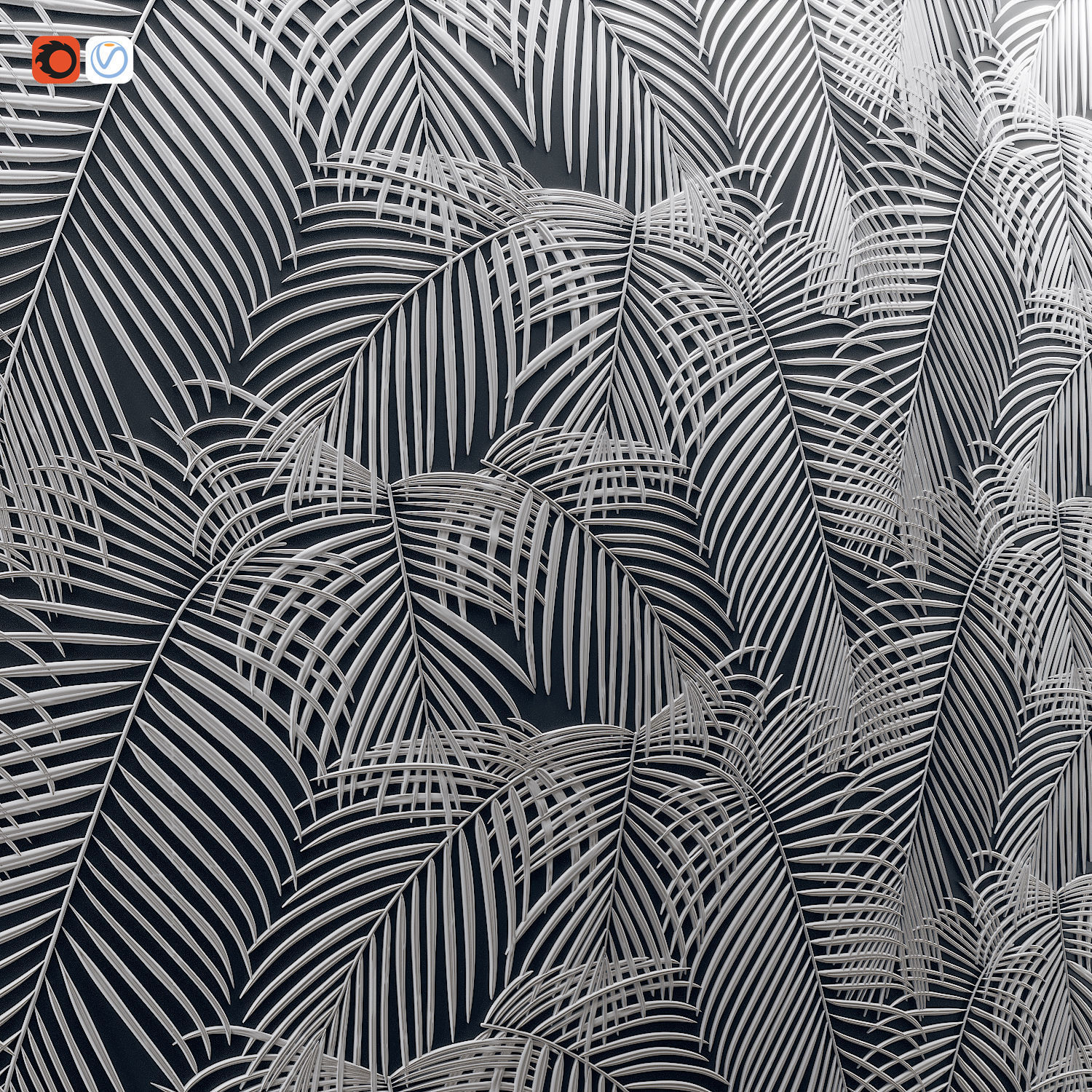Palm Panel  Decor  3D model_3