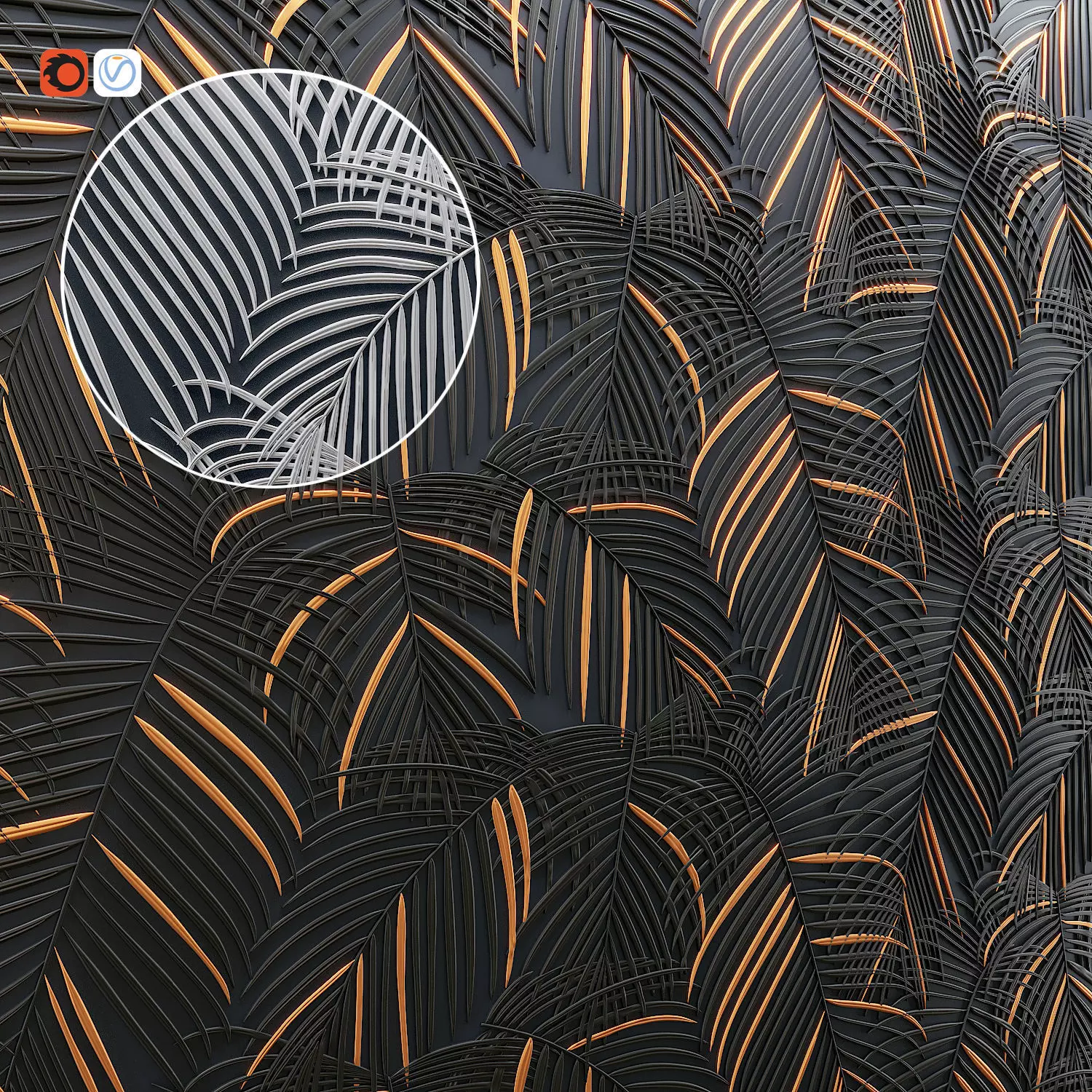 Palm Panel  Decor  3D model_0