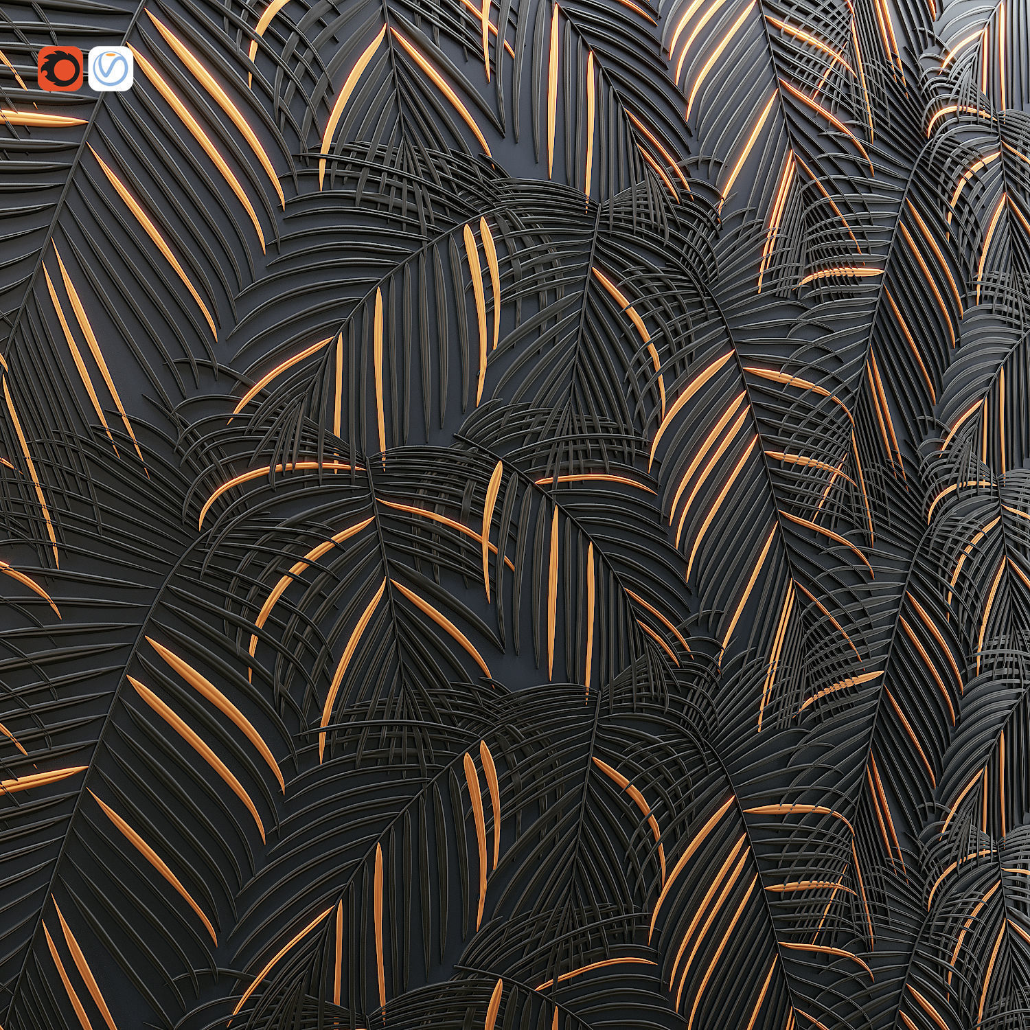 Palm Panel  Decor  3D model_2
