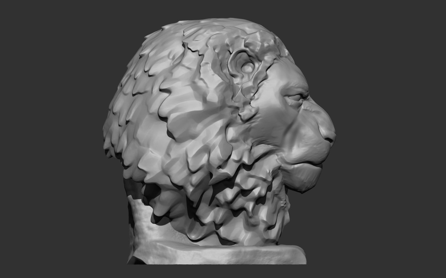 Lion bust 3D print model_3