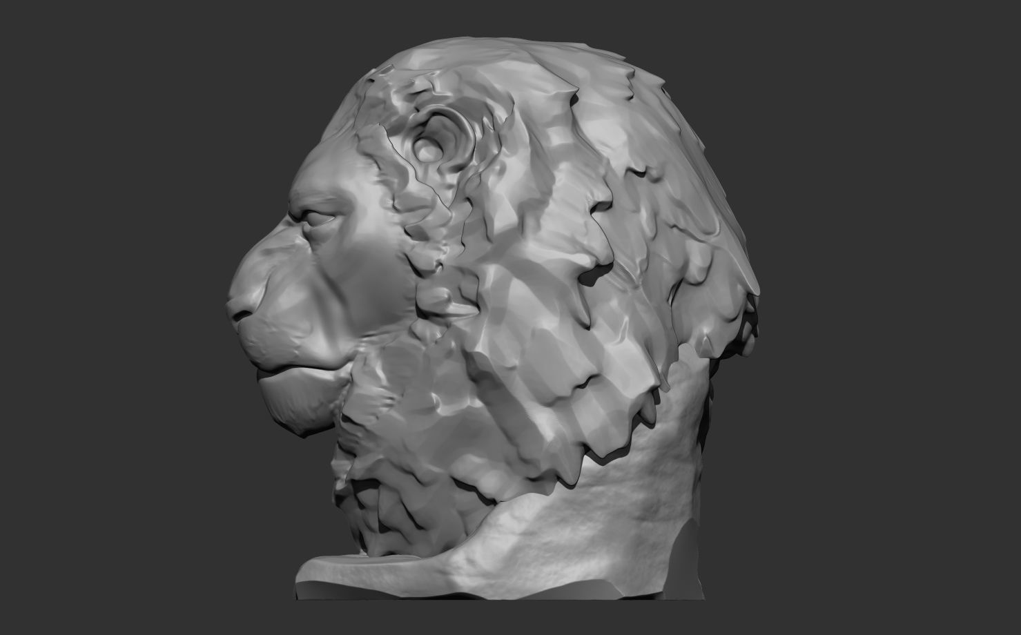 Lion bust 3D print model_4