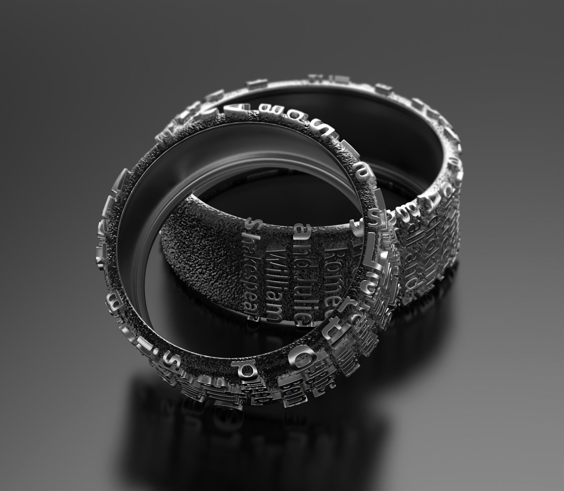 Romeo and Juliet ring 3D print model_8