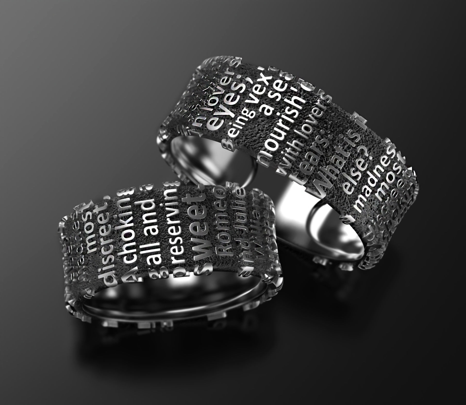 Romeo and Juliet ring 3D print model_3