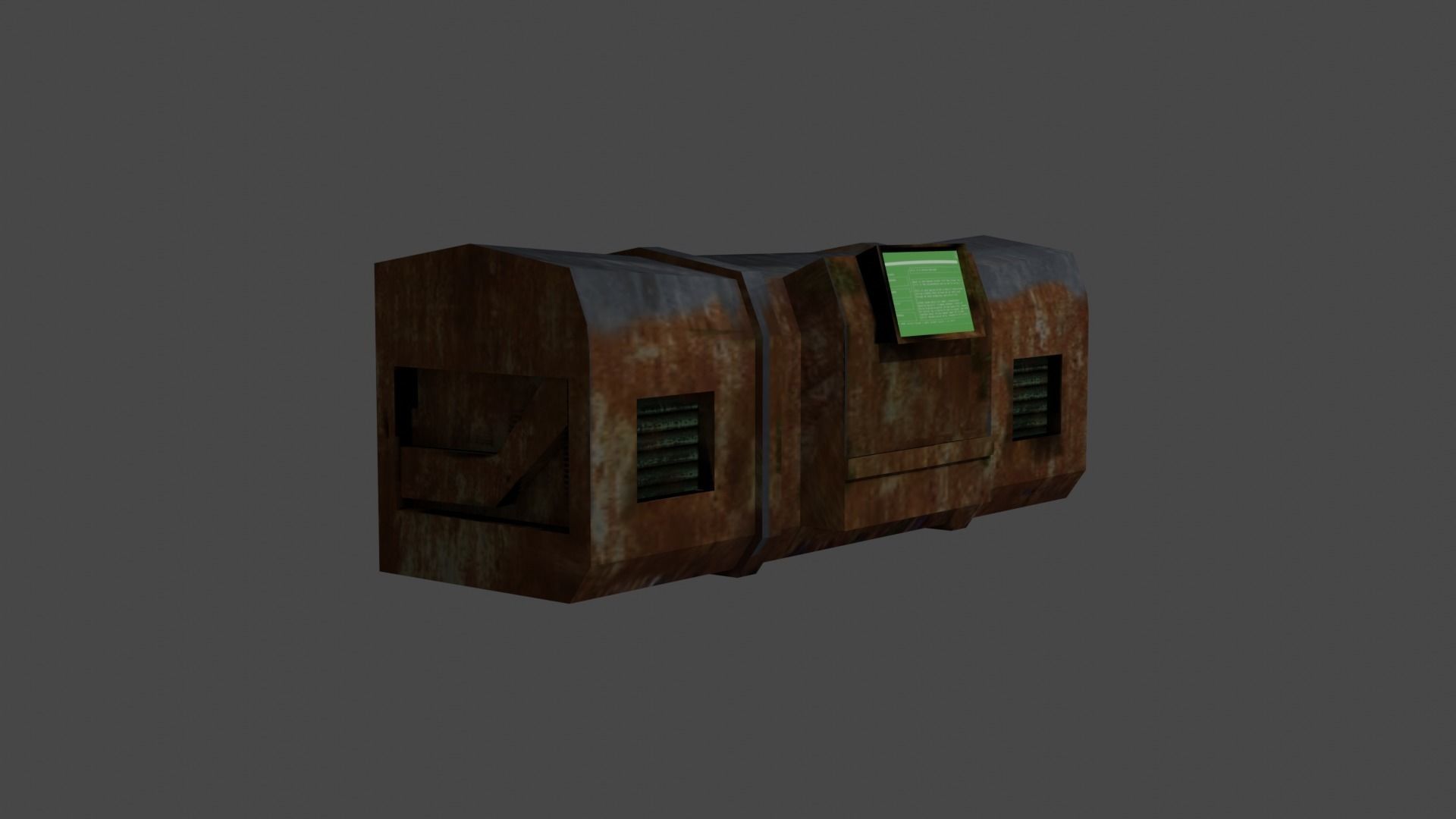 Rusty Computer Crate Low-poly 3D model_1