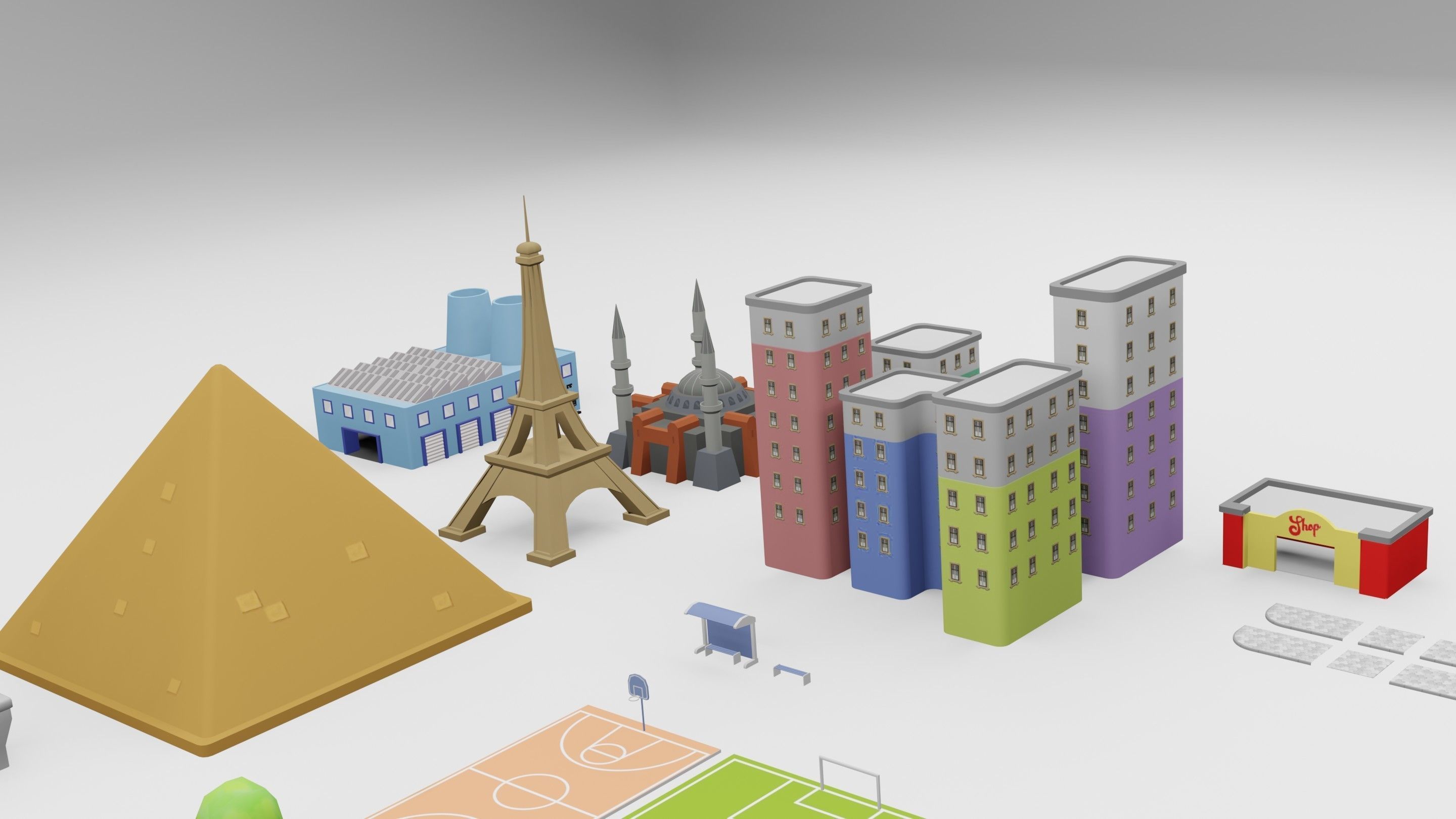 City 3D Models for Hyper Casual Games Free low-poly 3D model_2