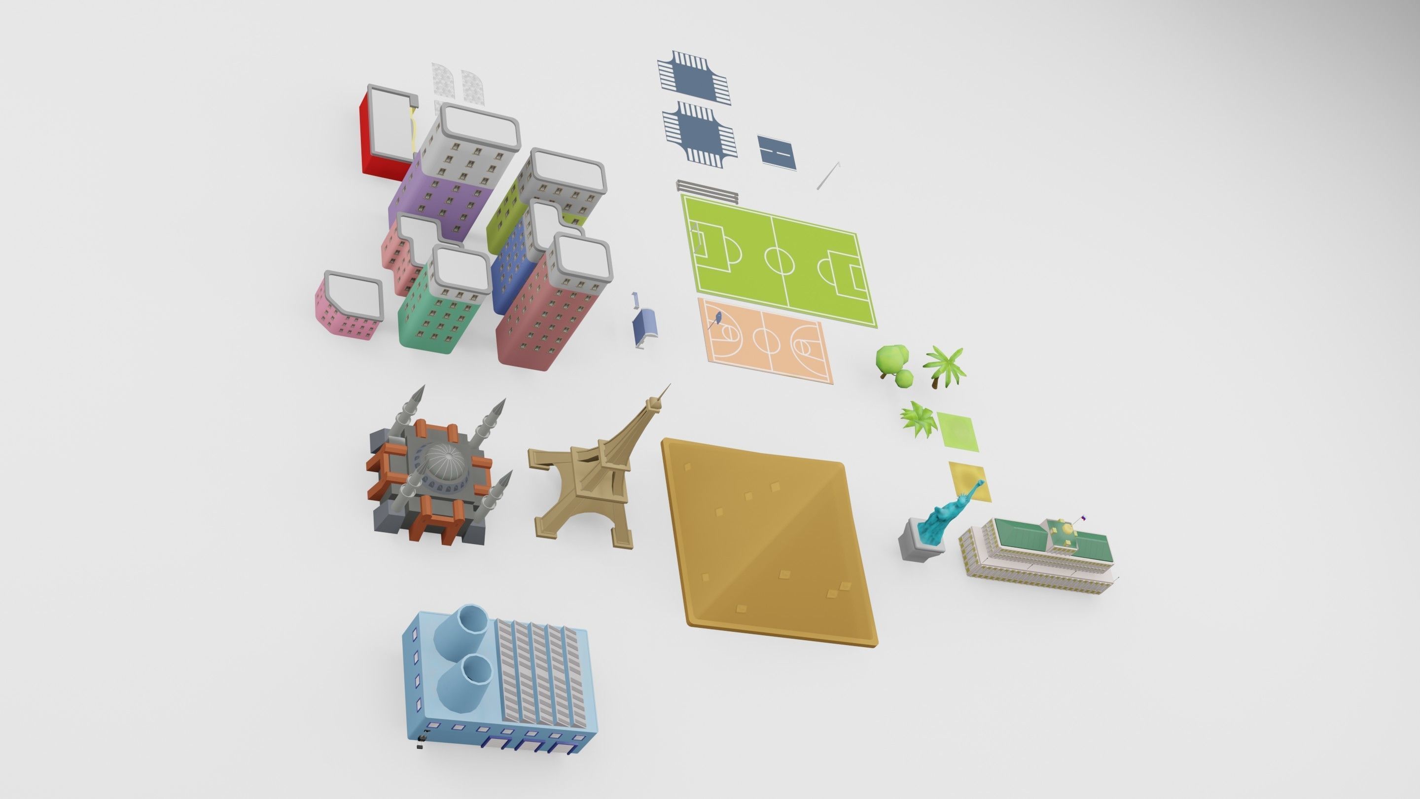 City 3D Models for Hyper Casual Games Free low-poly 3D model_6