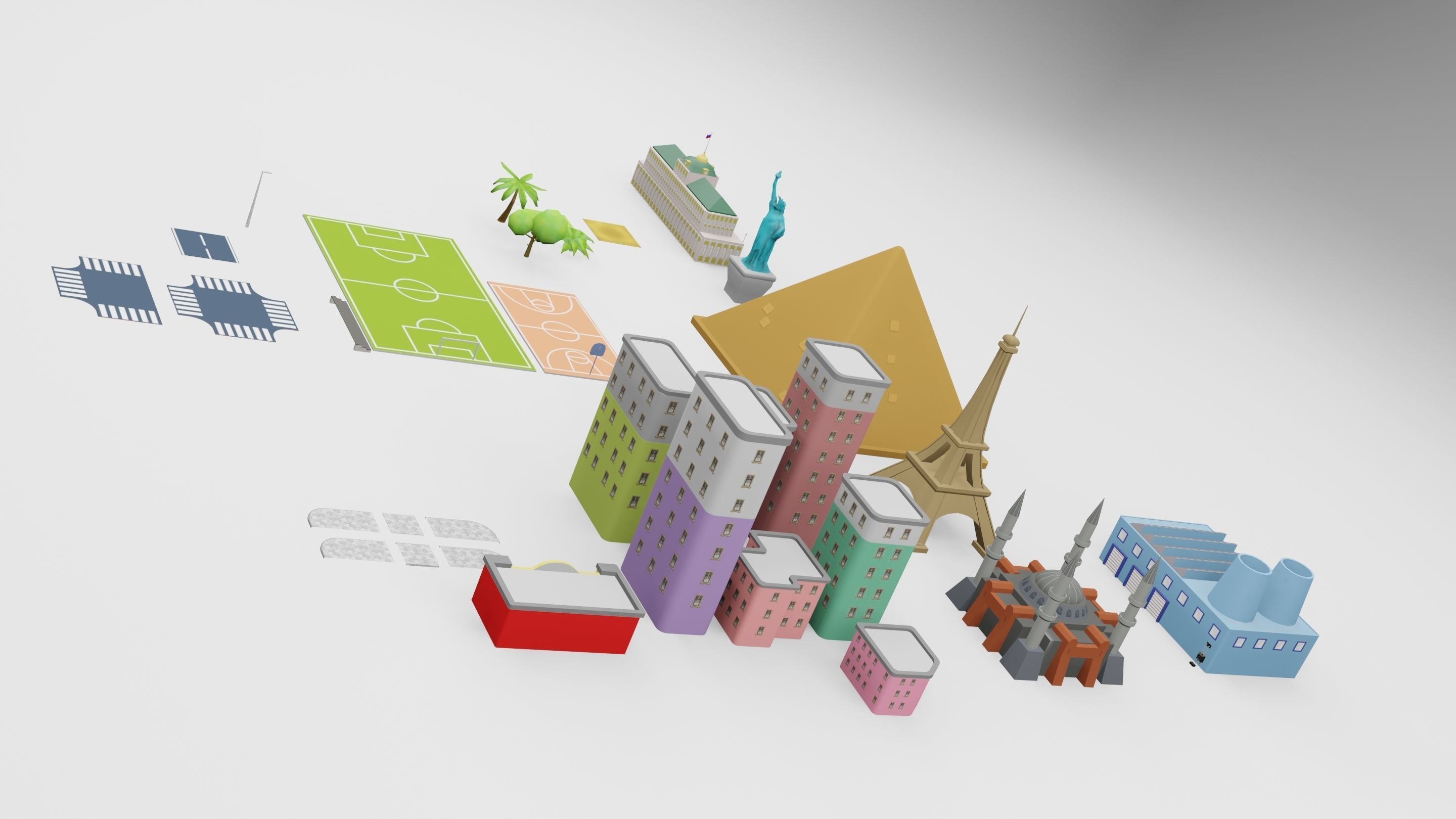 City 3D Models for Hyper Casual Games Free low-poly 3D model_1