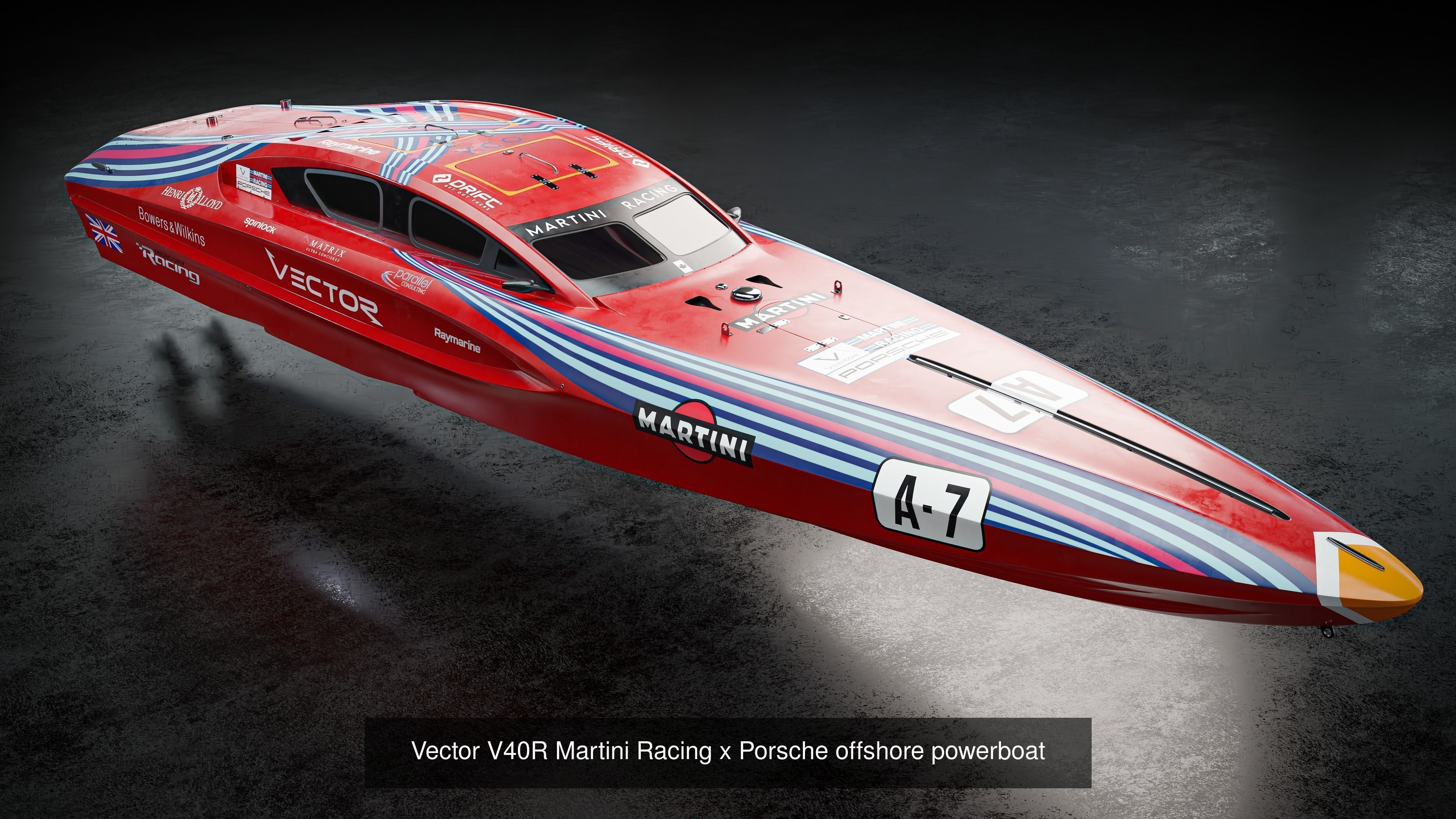 Vector V40R  offshore powerboat with 3 racing liveries 3D Model Collection_2