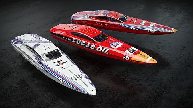 Vector V40R  offshore powerboat with 3 racing liveries 3D Model Collection