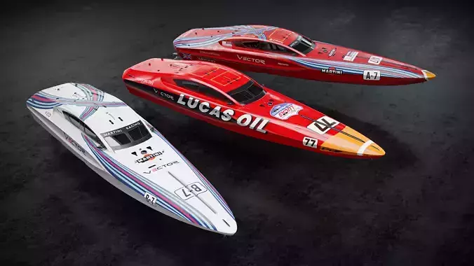 Vector V40R  offshore powerboat with 3 racing liveries 3D Model Collection