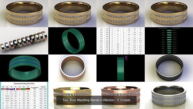 Two-Row Wedding Bands Collection 