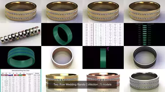 Two-Row Wedding Bands Collection Two-Row Wedding Bands Collection