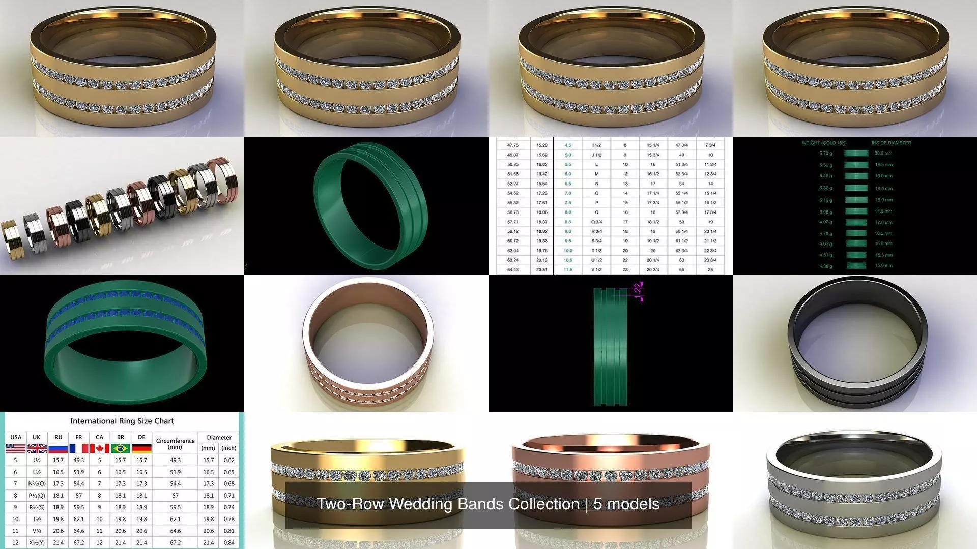 Two-Row Wedding Bands Collection _0