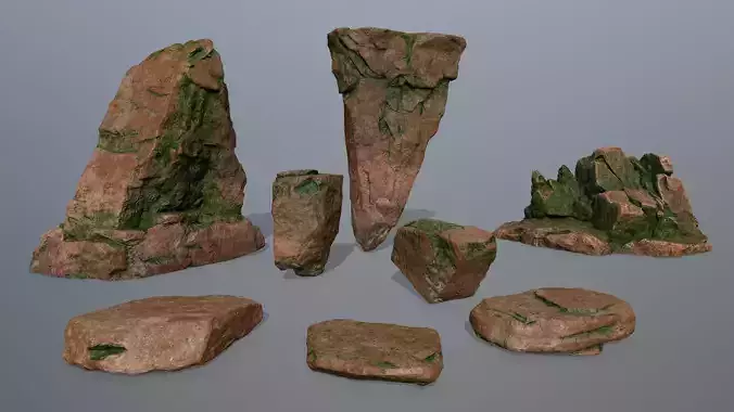 rock set Low-poly 3D model