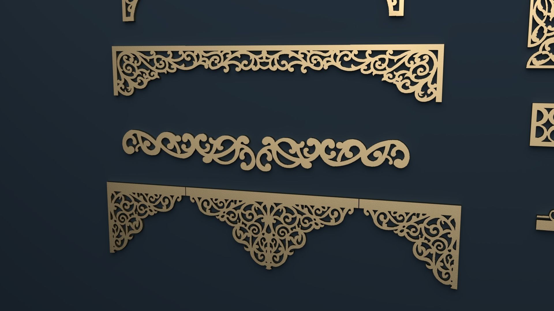 Collection of Curtain  accessories  3D model 02 3D model_2