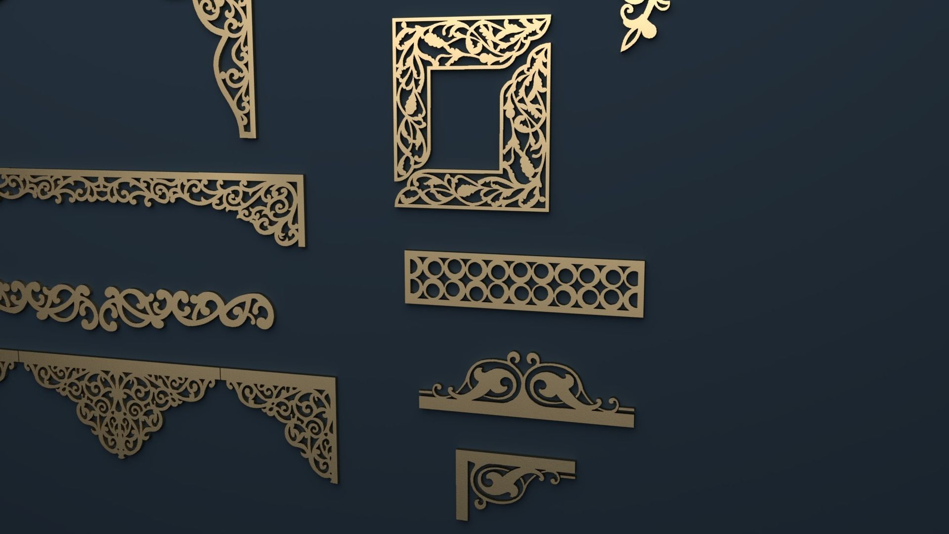 Collection of Curtain  accessories  3D model 02 3D model_3