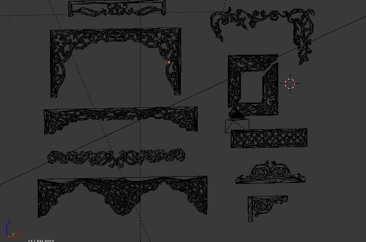 Collection of Curtain  accessories  3D model 02 3D model_4