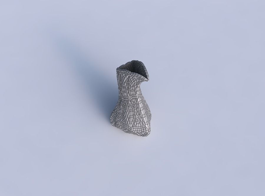 Vase puffy bent triangle with dense mosaic plates 3D print model_6