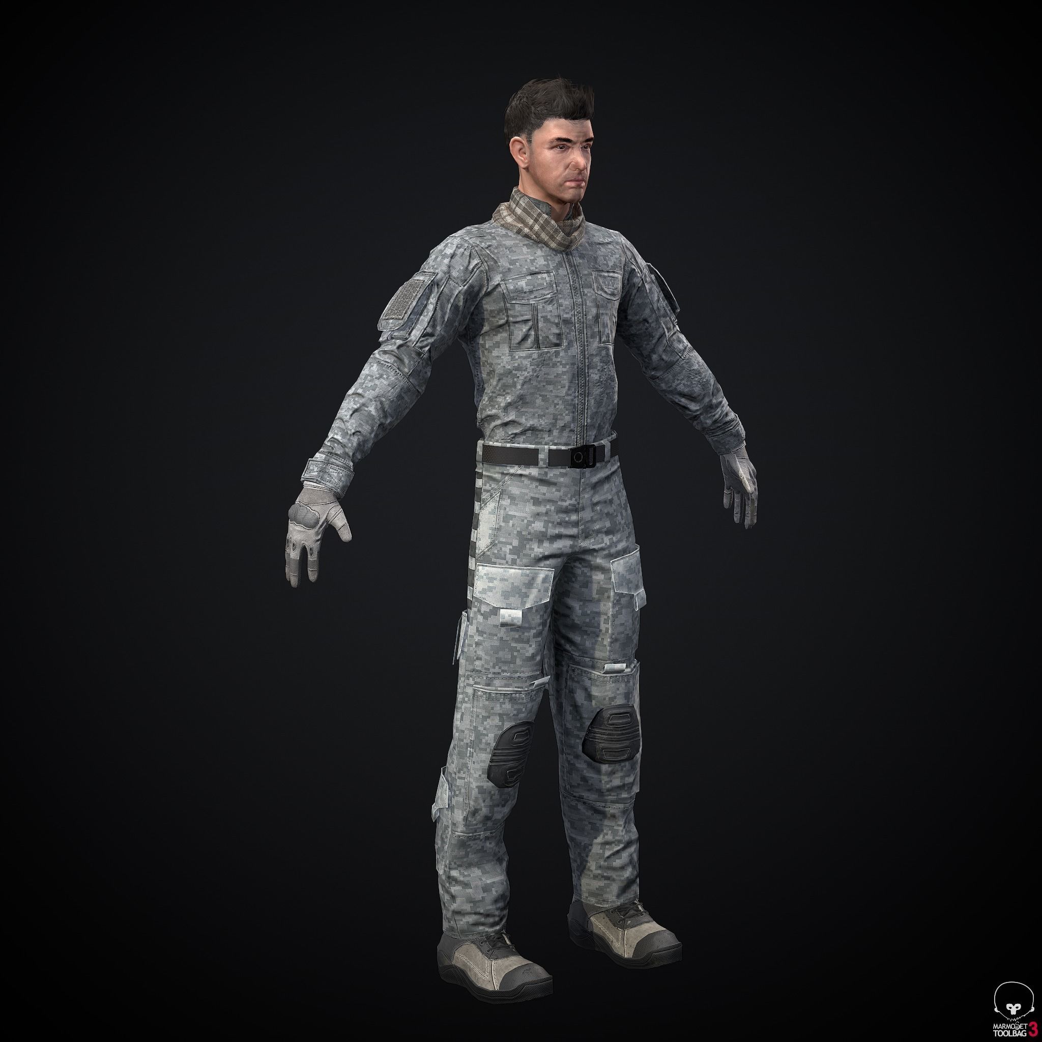 Male character Low-poly 3D model_4