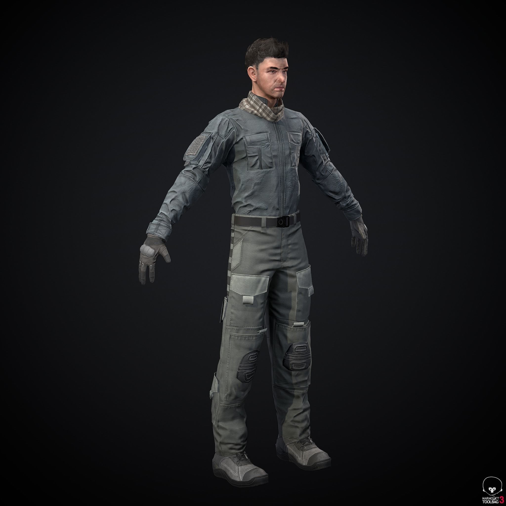 Male character Low-poly 3D model_3