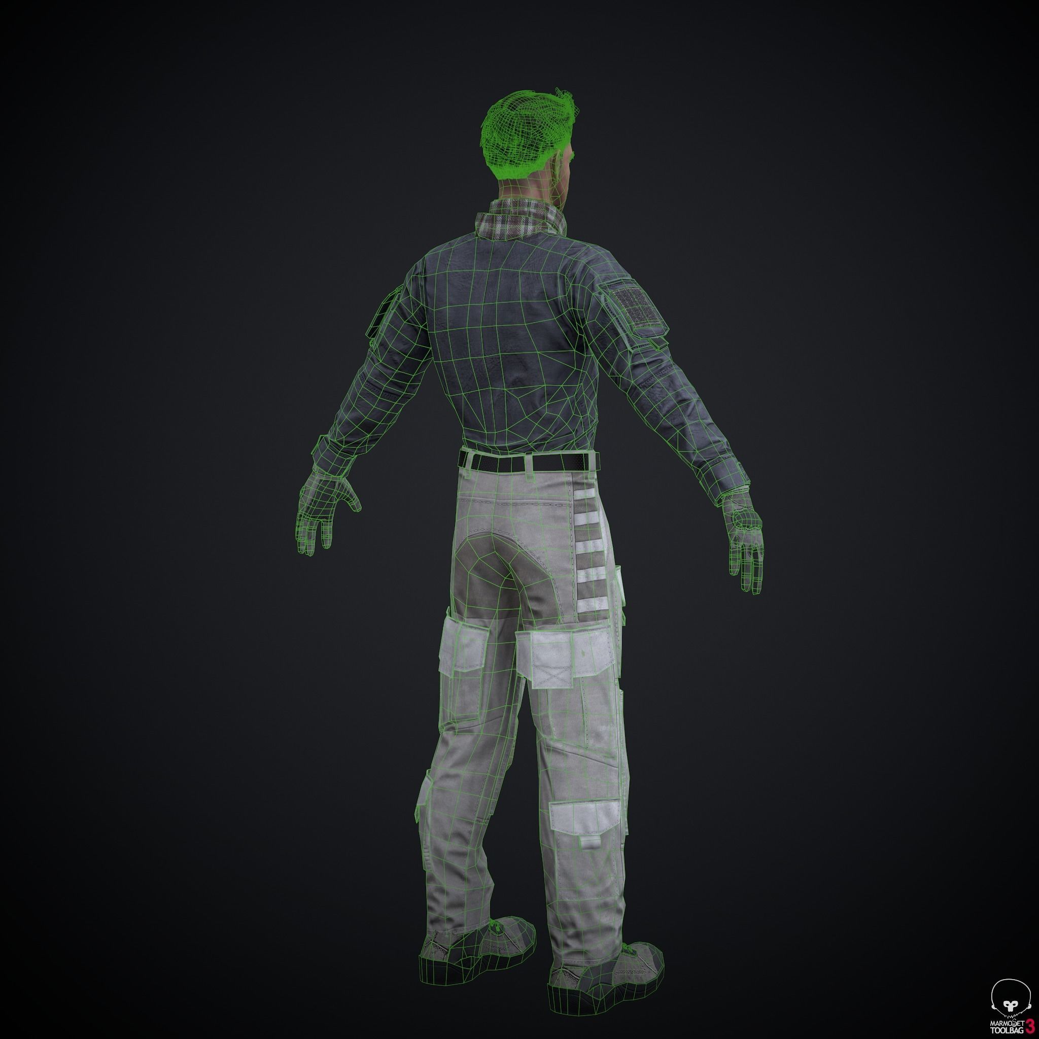 Male character Low-poly 3D model_5