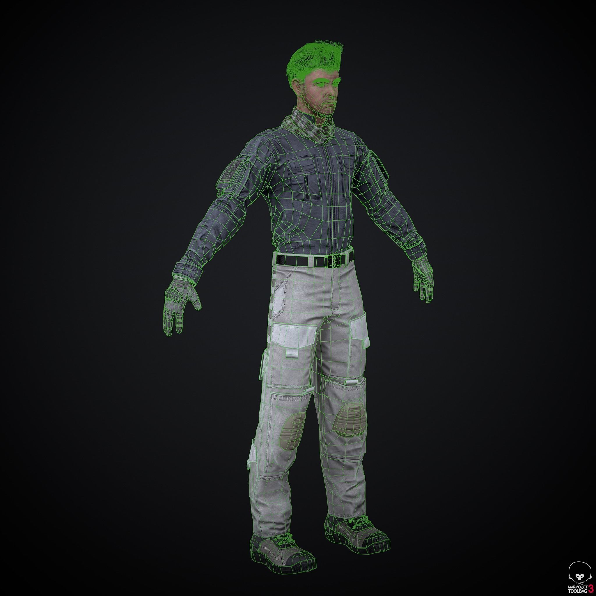 Male character Low-poly 3D model_2