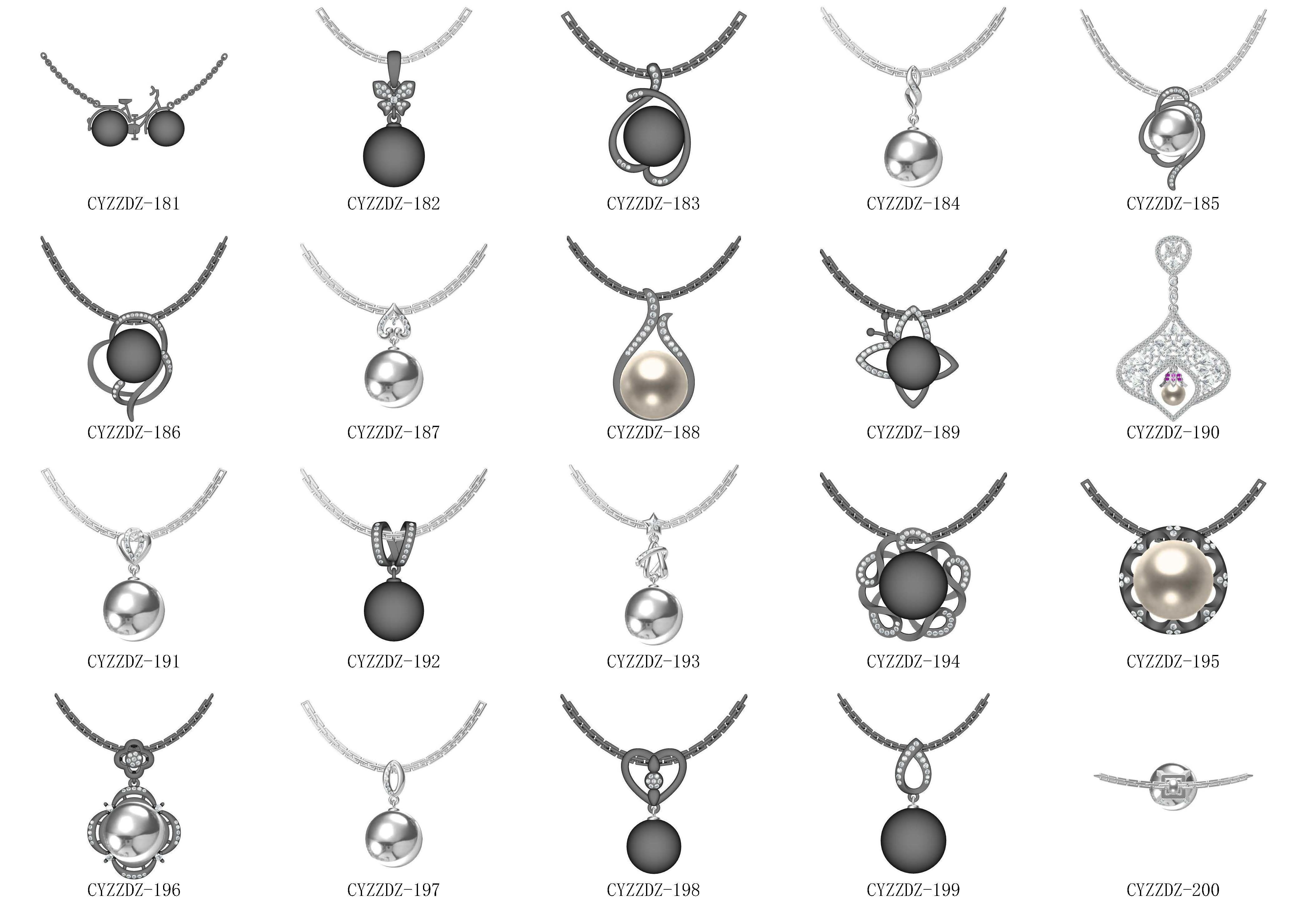200 Pearl Pendant Jewelry Bulk Collection 3D print model 3D print model_9