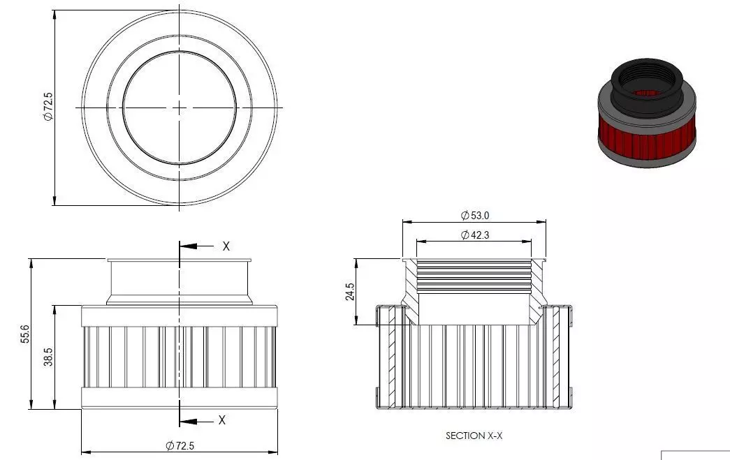 Straight air filter Free 3D print model