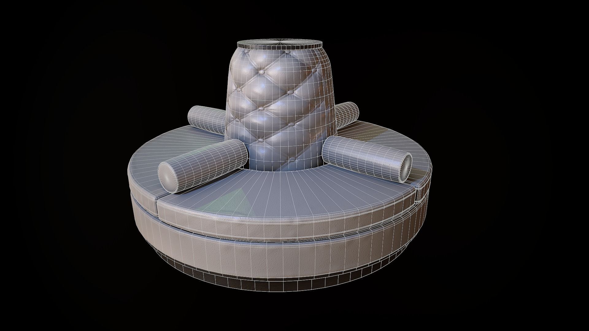 Luxurious Round Seat Low-poly 3D model_5