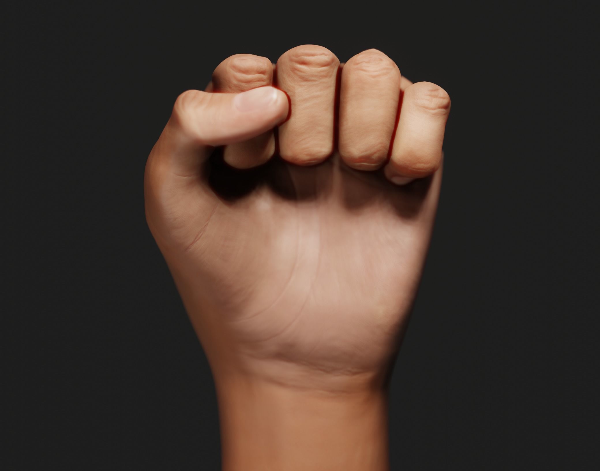 Female Left Hand Rigged Low-poly 3D model_8