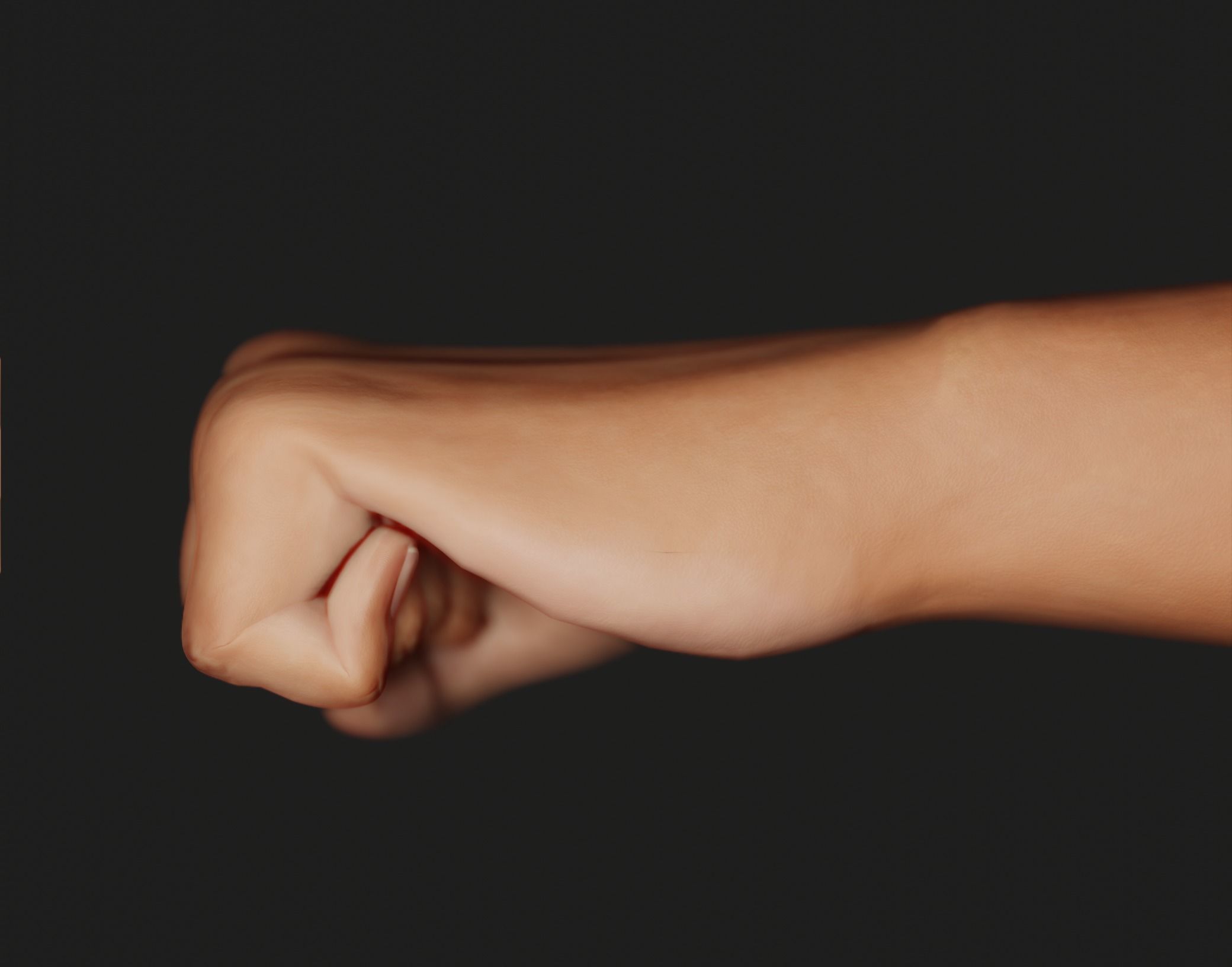 Female Left Hand Rigged Low-poly 3D model_10