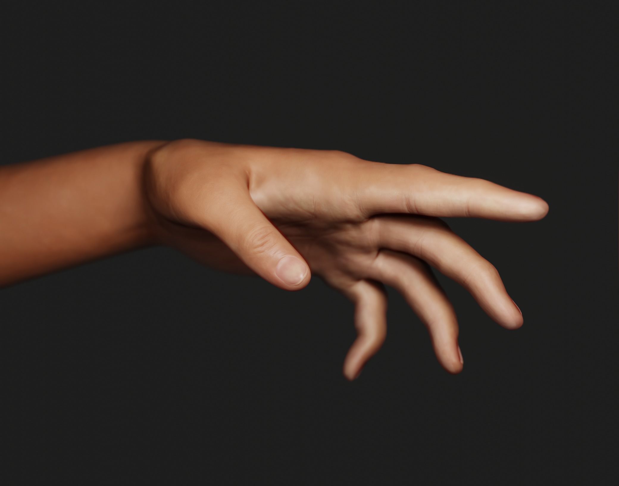 Female Left Hand Rigged Low-poly 3D model_2