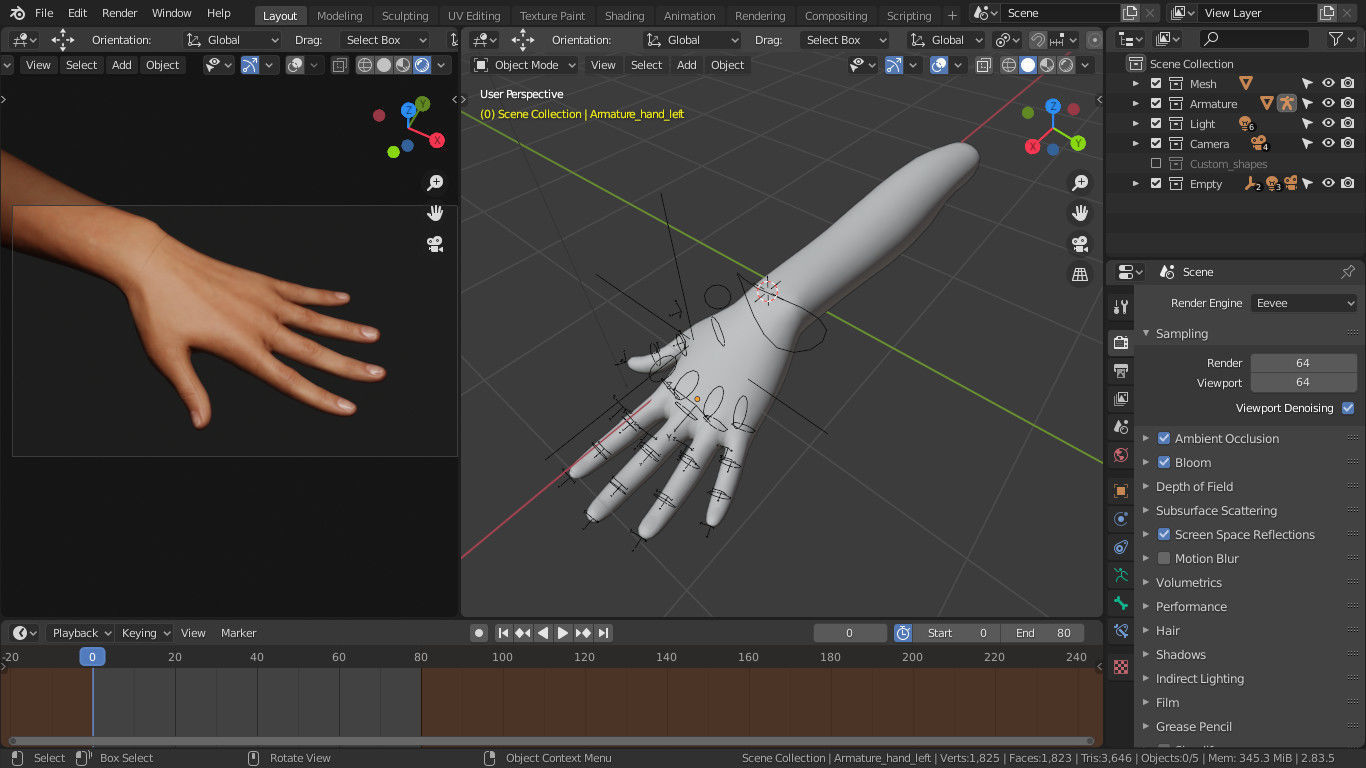 Female Left Hand Rigged Low-poly 3D model_28