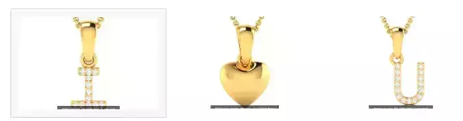 I L U pendant 3dm render detail letter gold with diamonds 3D Model Collection
