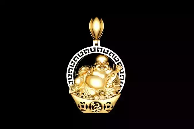 pendant gold with chinese buddha