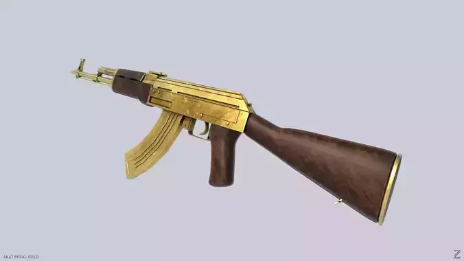 AK47 Royal Gold Low-poly 3D model