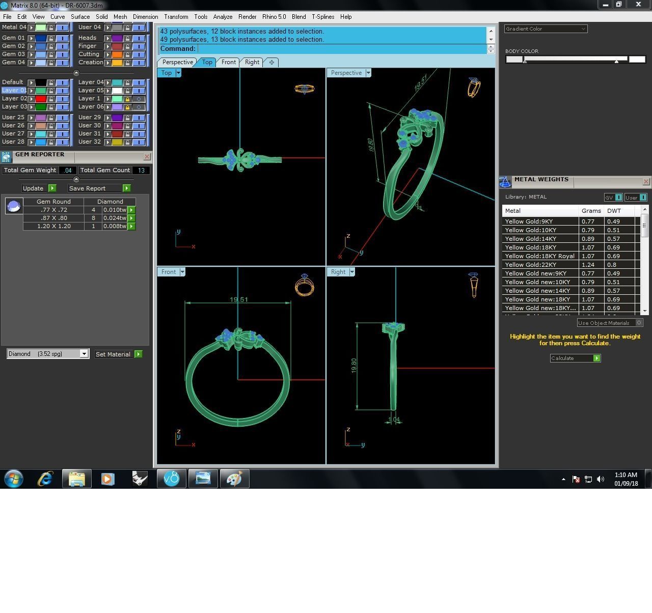 Ring-6007 gold ring with diamonds 3D print model_9